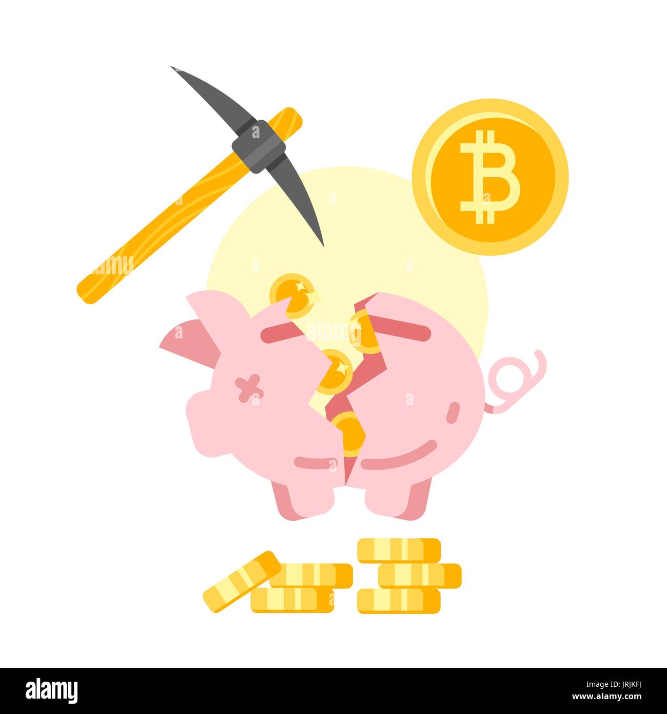 Vektor Flacher Stil Illustration Einer Gebrochenen Sparschwein Mit - 